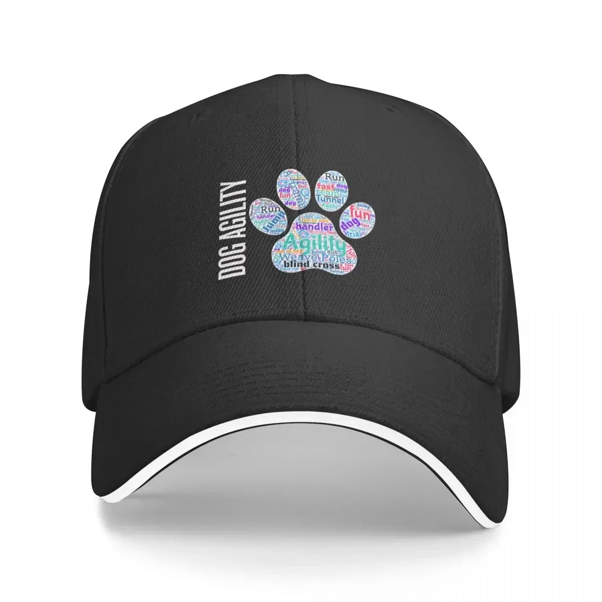 Dog agility lover - Dog agility word cloud in shape of paw Baseball Cap derby hat beach hat Sunscreen Woman Hats Men's