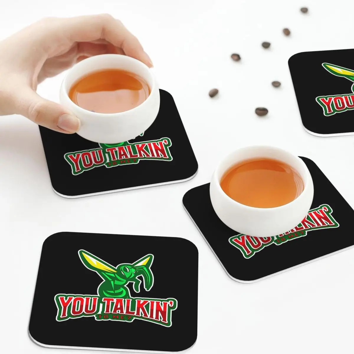 

The Vintage Green Hornet Coasters Leather Placemats Insulation Coffee Mats For Home Kitchen Dining Pads Set of 4