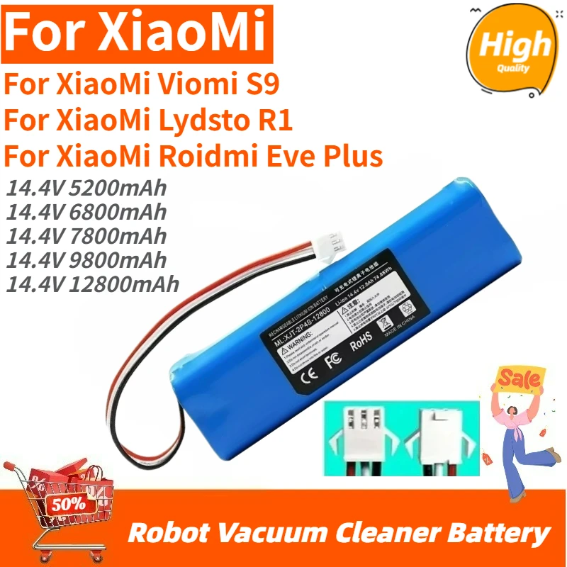 High Capacity Replacement Battery 14.4V 12800mAh for Roidmi Eve Plus XiaoMi Lydsto R1 Viomi S9 Robot Vacuum Cleaner Brand New