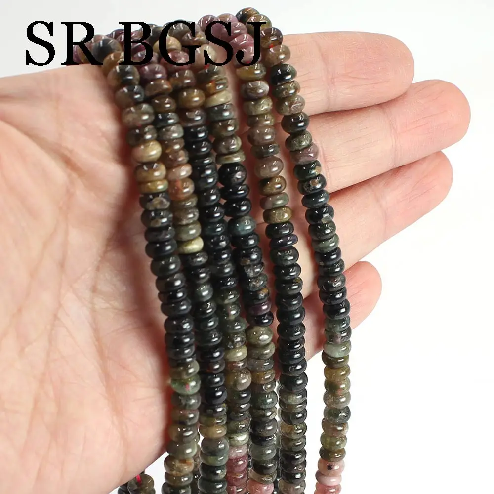 3x6mm 15inch Small Natural Tourmaline Genuine Stone Rondelle Spacer Jewelry Making Beads Strand