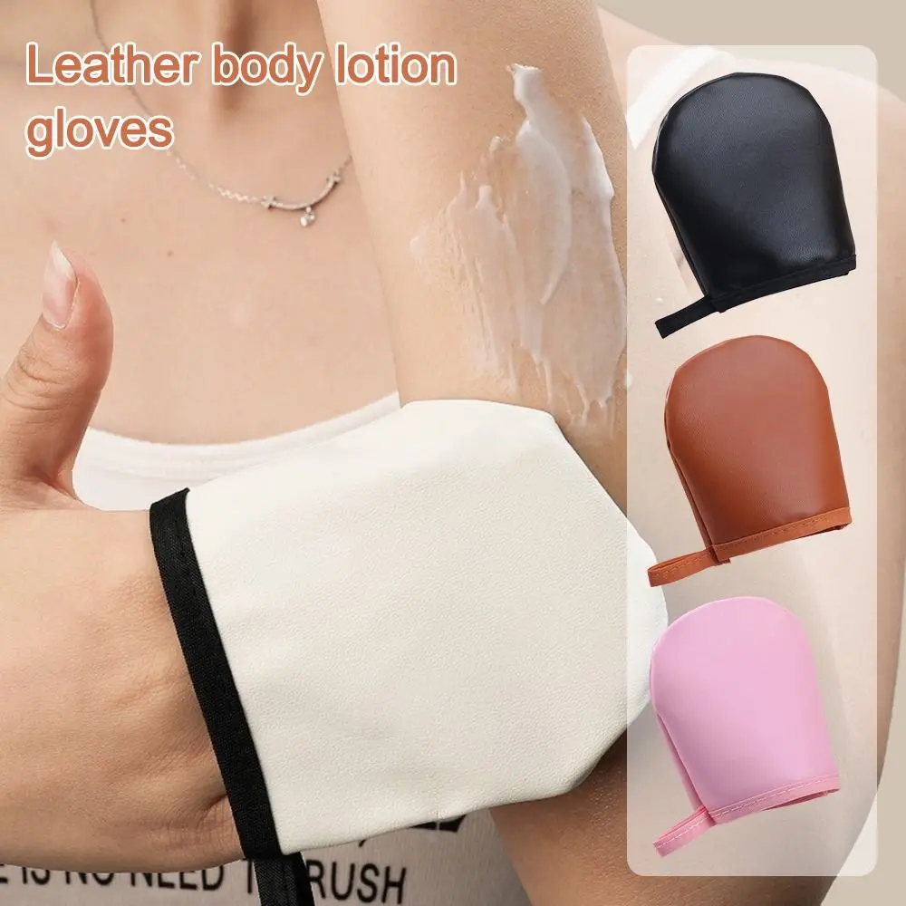 Luvas de loção corporal de couro pu, dupla face, secagem rápida, auto-abronzeamento, reutilizável, lavável, aplicador de maquiagem para pessoas preguiçosas