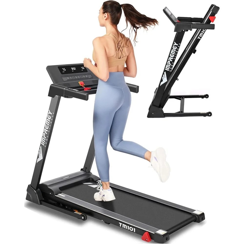 

Folding Treadmill with Incline, Electric Treadmill with 42” x 16” Large Running Belt, Heart Rate Monitor,64 Preset Programs