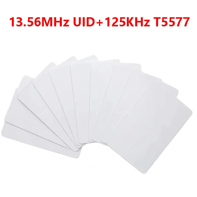 

10-100 Pcs IC+ID UID Rewritable Composite Key Card Keyfob Dual Chip Frequency RFID 125KHZ T5577 EM4305 + 13.56MHZ Writable