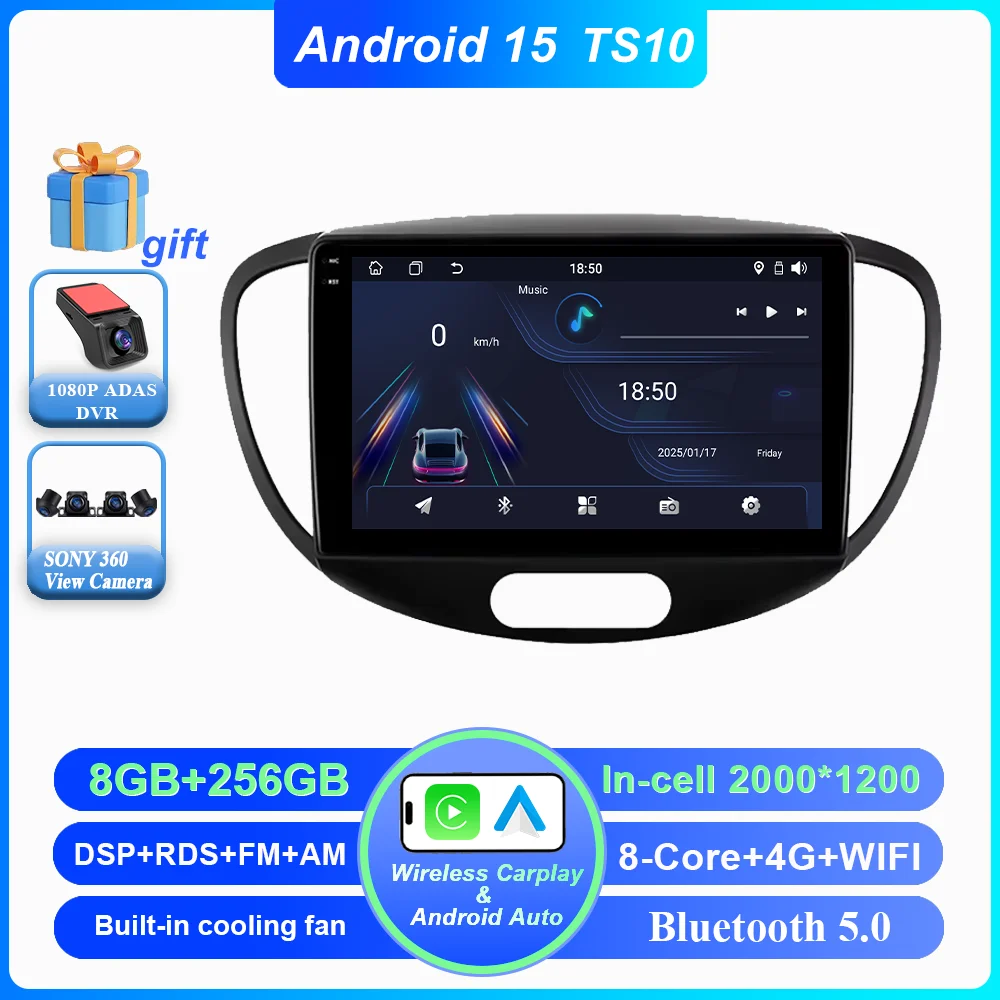 Android 15 Auto DVD Voor Hyundai i10 2007 2008 2009 2010-2013 Auto Radio Stereo Multimedia Speler GPS Navigatie 2din 4G Carplay