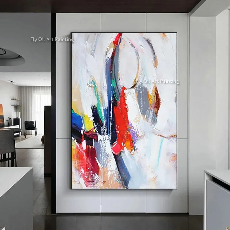 Abstract Oil Painting on Canvas Handmade Modern Bright Color Abstract Painting Colorful Landscape Picture Home Wall Hotel Decor