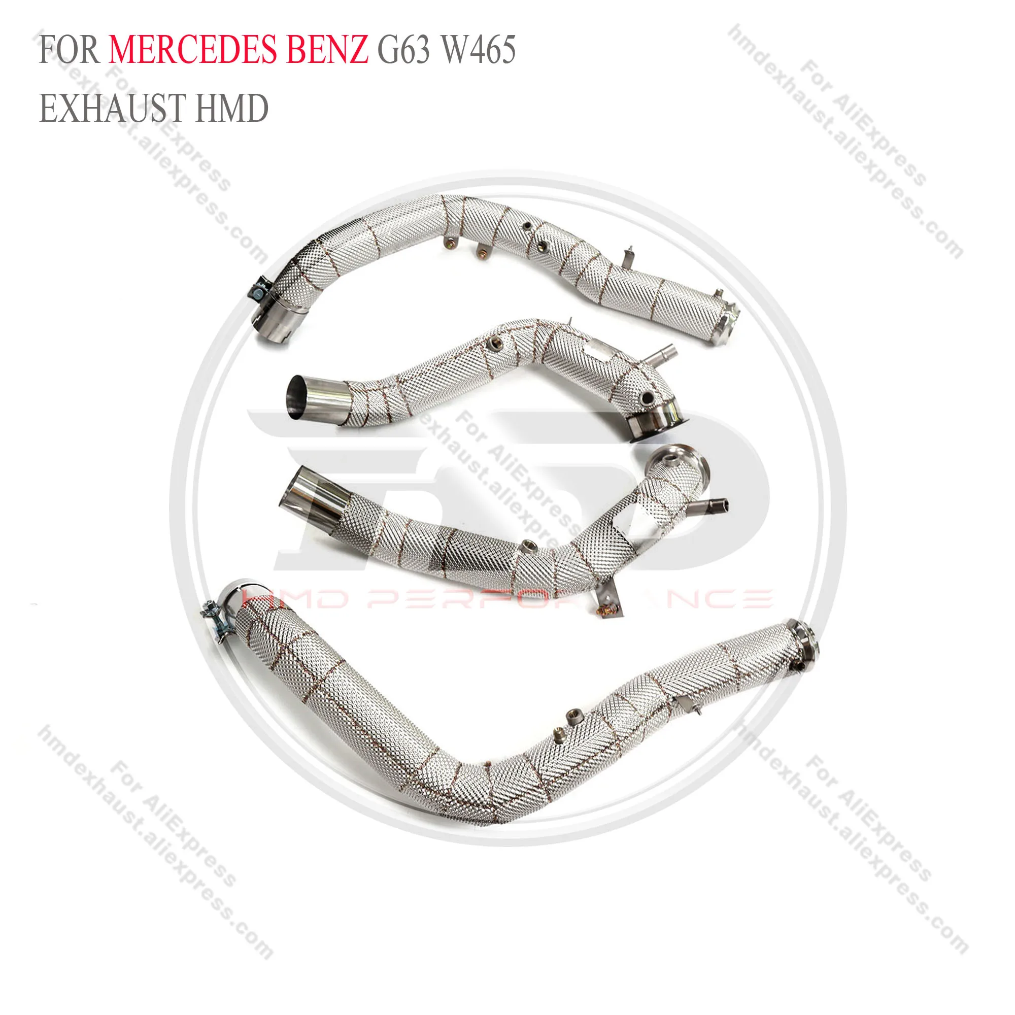 

HMD High Flow Downpipe for Mercedes Benz AMG G63 W463, with Heat Shield & Performance Catalyst, Direct Fit