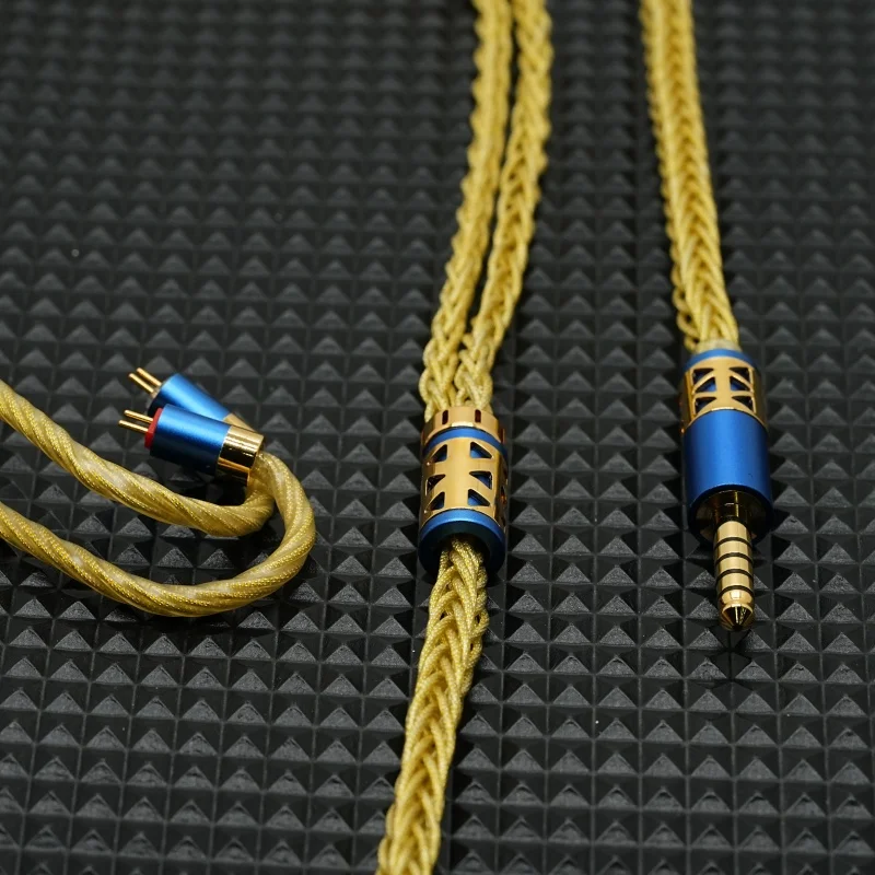 Premium XINHS Q02 12 Strands Pure Silver Gold Plated Foil Earphone Cable MMCX 0.78 2PIN