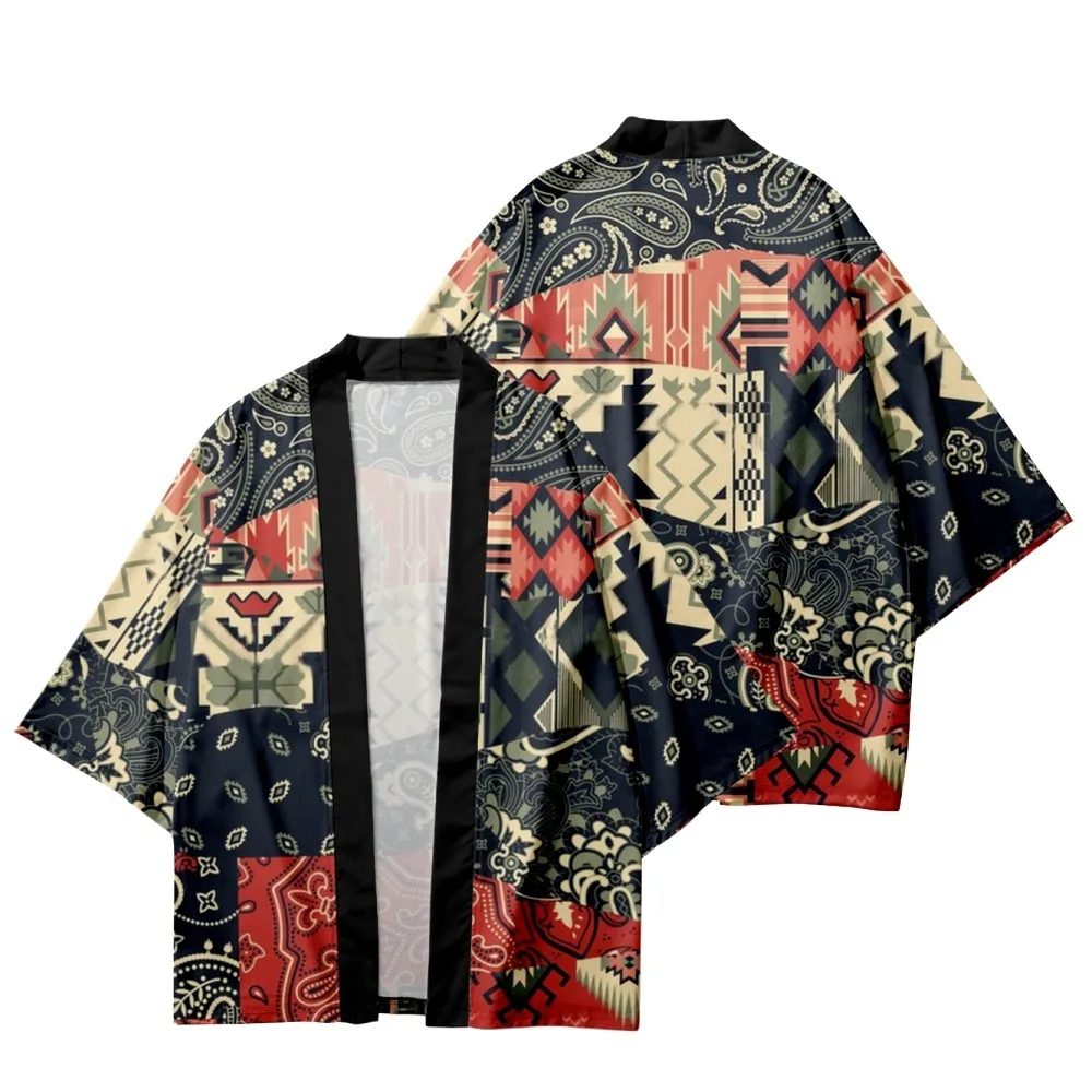 

Cashew Splicing Printed Traditional Japanese Haori Kimono Shorts Women Men Asian Streetwear Cardigan Yukata Samurai Clothing