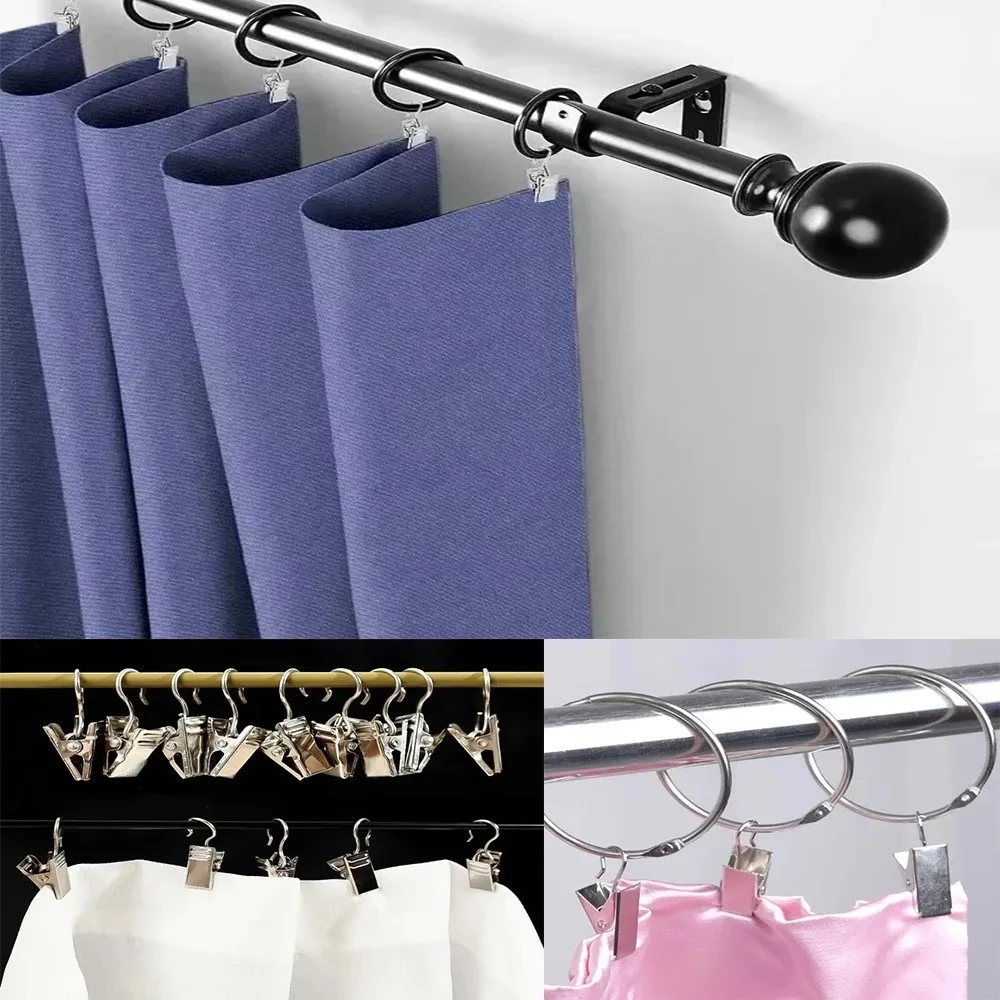 20Pcs Mini Metal Curtain Clips with Hook Stainless Steel Solid Iron Drapery Hook Enduring Home Window Accessories Home Decor
