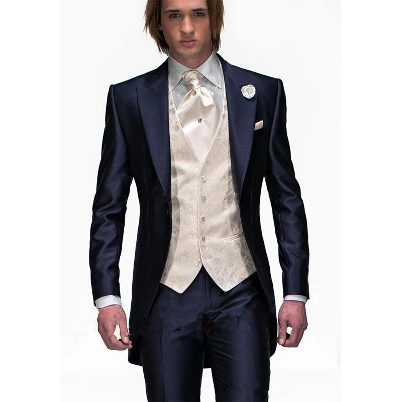 

Men Suit Slim Fit (Jacket+Pants+Vest) Handsome White 3 Piece Groom Tuxedos For Wedding Formal Prom Suit мускульный костюм