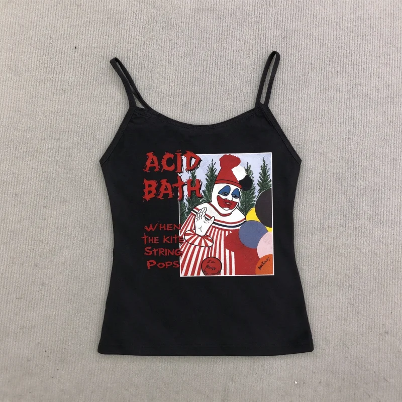 Halloween Theme Clown Print Tank Top Women, New Sexy Slim Fit Sleeveless Party Top