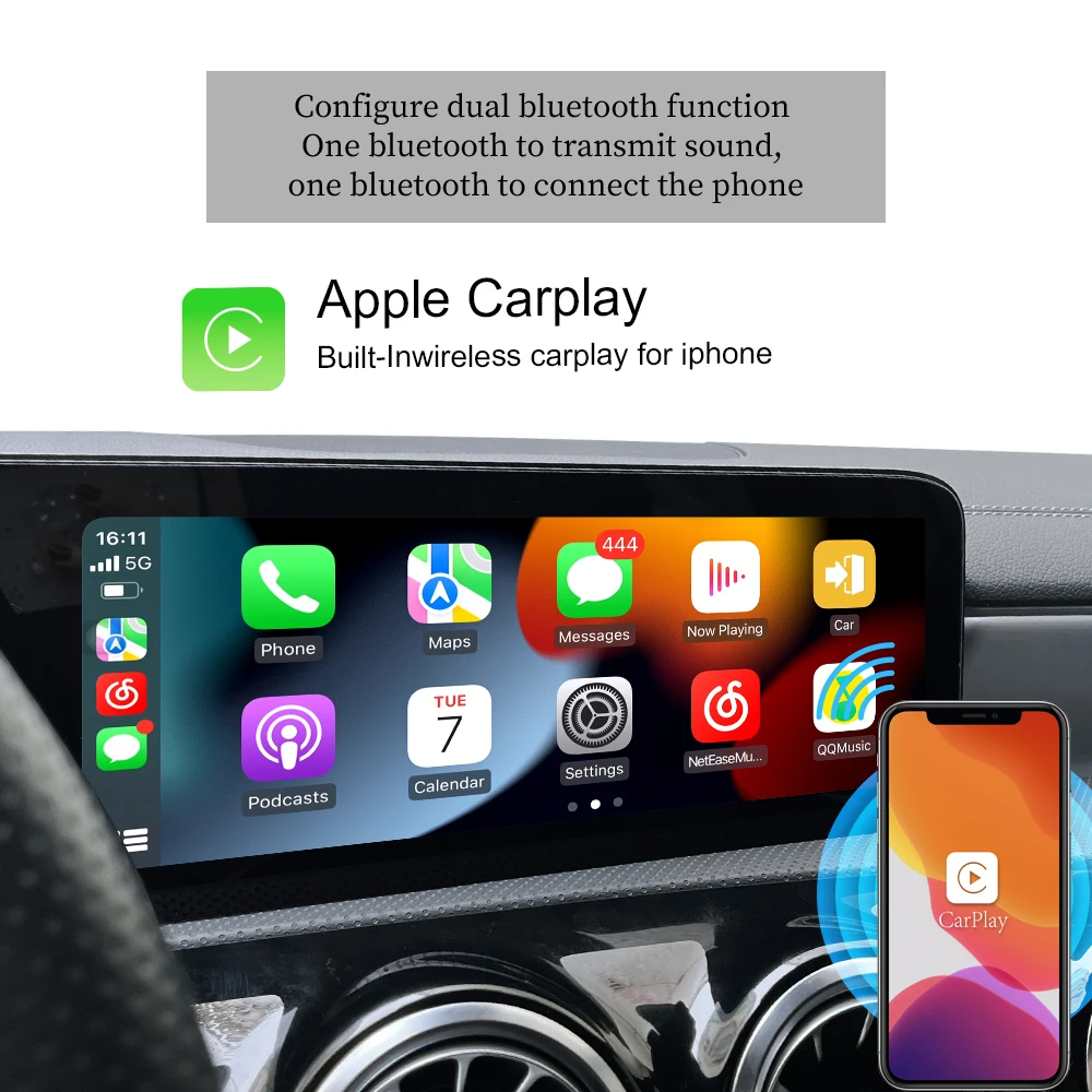 Hualingan Android13 CarPlay Adapter For Mercedes 10.2" A -Class W177 NTG6 MBUX Carplay Radio Navigation Update Multimedia System