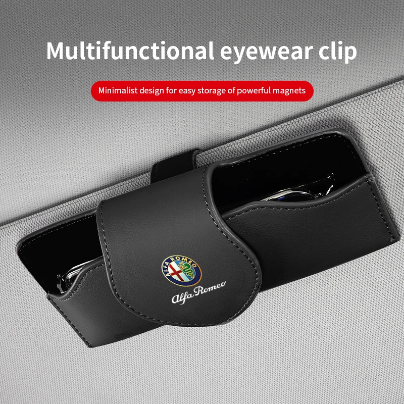 Car Glasses Storage Box Sun Visor Hanging Organizing Bag For Alfa Romeo Giulietta Mito 159 Giulia Stelvio 156 147 Tonale Brera