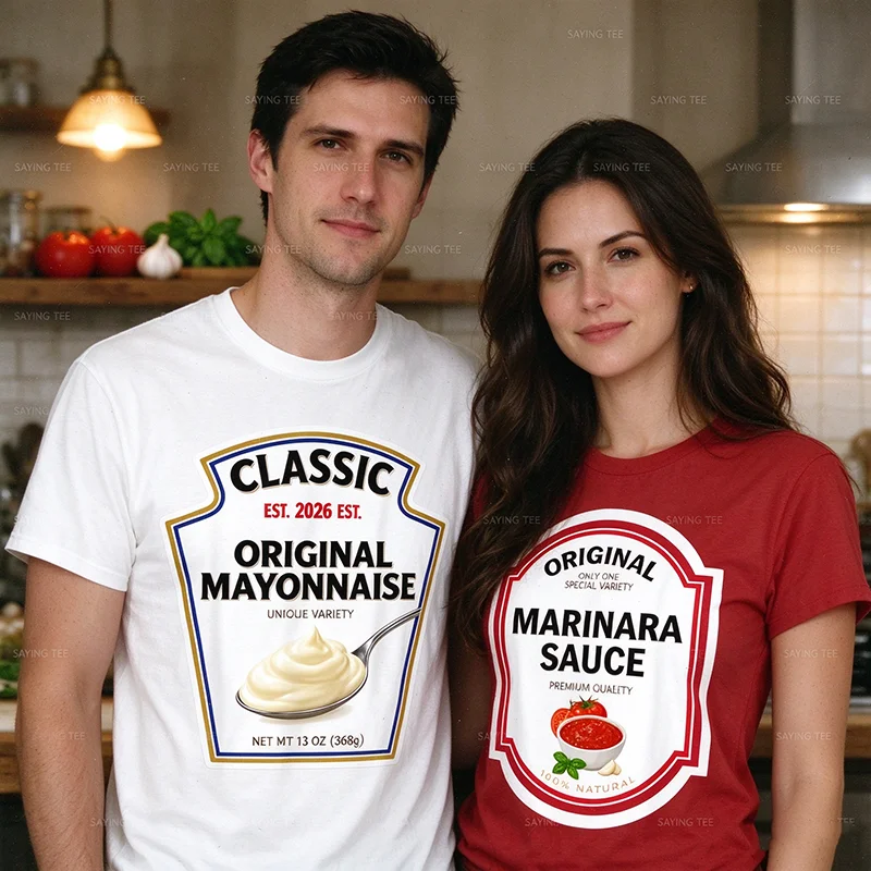 Halloween Mayonnaise Sauce Matching Costume Women Men T-Shirt Marinara Sauce DIY Halloween Funny Matching Costume Label Clothes