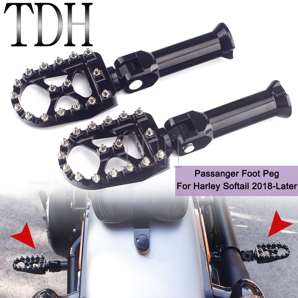 For Street Bob FXBB MX Style Adjustable Rear Foot Pegs Wide Footpeg Male Mount Clamp For Harley Softail FXBR FLSB FLHC FXLR 18+