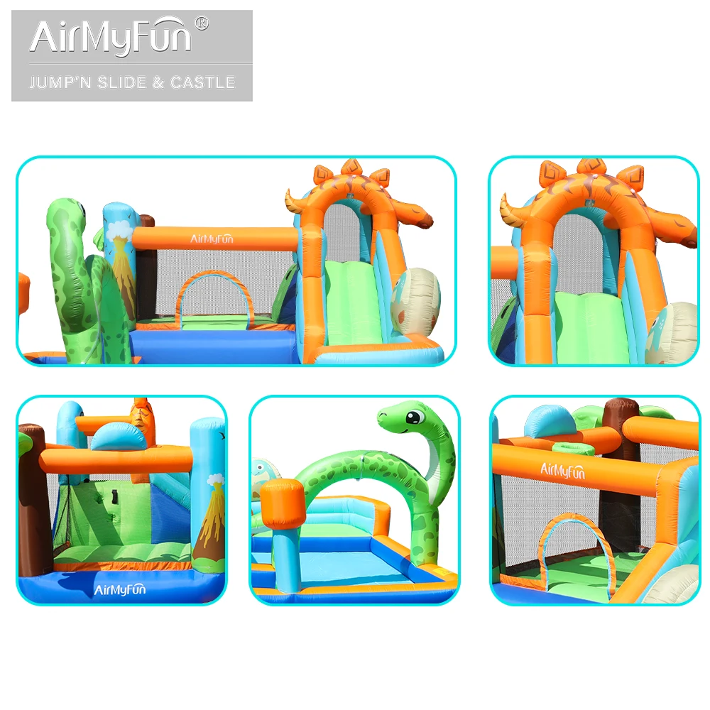 Airmyfun Dino Park Bounce House Combo dla dzieci nadmuchiwany dinozaur dmuchany zamek nadmuchiwany domek odbijający z zjeżdżalnią wodną