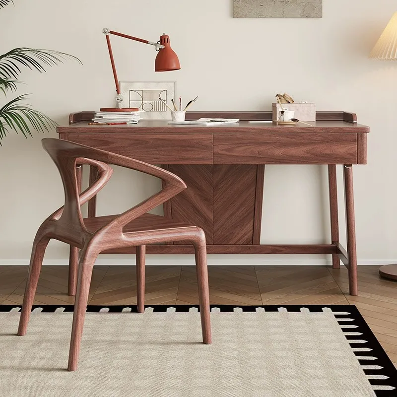 New Chinese Solid Wood Desk Black Walnut Bookcase with Drawers Study Calligraphy Table Home Bedroom Computer Study Table