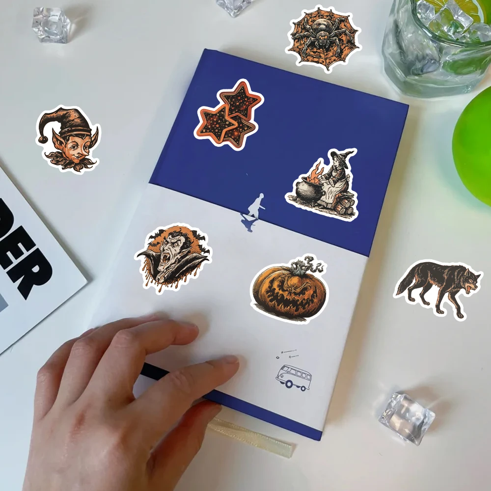 Skurrile Halloween-Aufkleber-Set, geheimnisvolle Hexe und Friedhof-Aufkleber für Scrapbooking, Handyhülle, verzauberte Halloween-Dekoration für