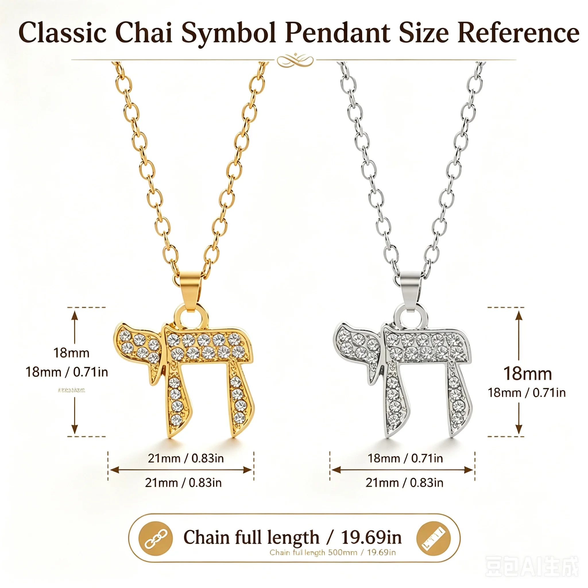 YILUOCD Chai Jewish Pendent Necklace for Women Zirconia Hebrew Letter Hai Pendent Religious Supernatural Talisman Amulet Jewelry view 6