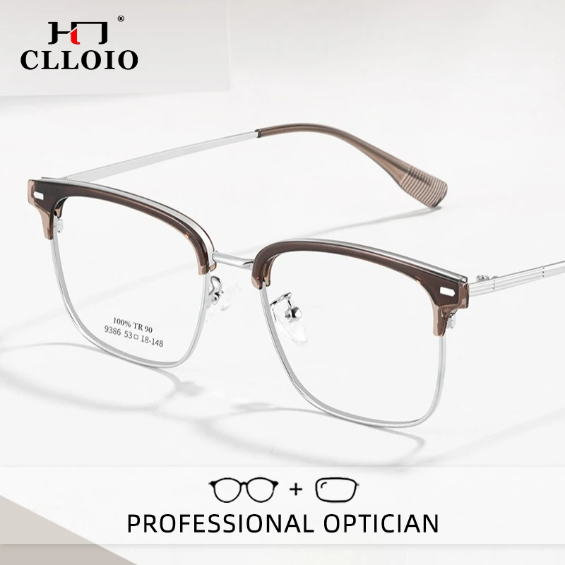 

CLLOIO Classic Comfortable Alloy Prescription Glasses Anti-Reflective Eyebrow Frame Myopia Reading Glasses Progressive Eyewear