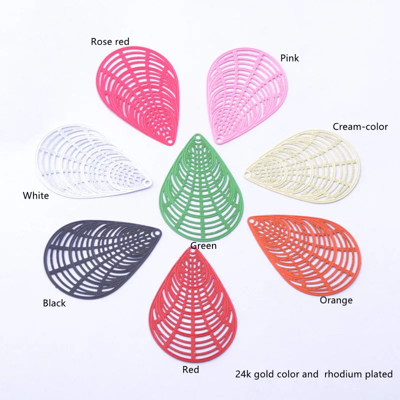 30 Stück AB4755 40*28mm Bunte Tropfenform-Anhänger Hohle Wirbel-Pendelanhänger für DIY-Schmuckherstellung – Detail 1