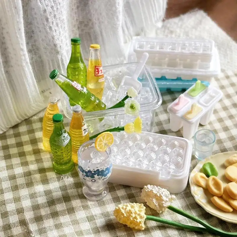 1 ensemble Mini boîte de fabrication de glace boîte de stockage de glace modèle 1/6 maison de poupée Miniature nourriture jouer décoration poupée accessoires jouets