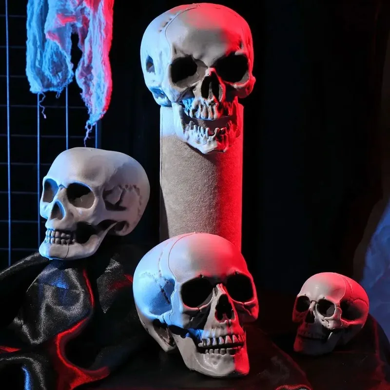 

1Pcs All Size Human Skull Head Skeleton Halloween Terrible Style Photo Props Home Party Decor Game Supplies Hanging Decor Hot