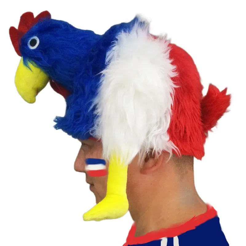 Animal Cosplay Hat Carnival Cartoon Hat Gallic Rooster Hat Ball Game Activity Plush Hat Football Game Fans Collection