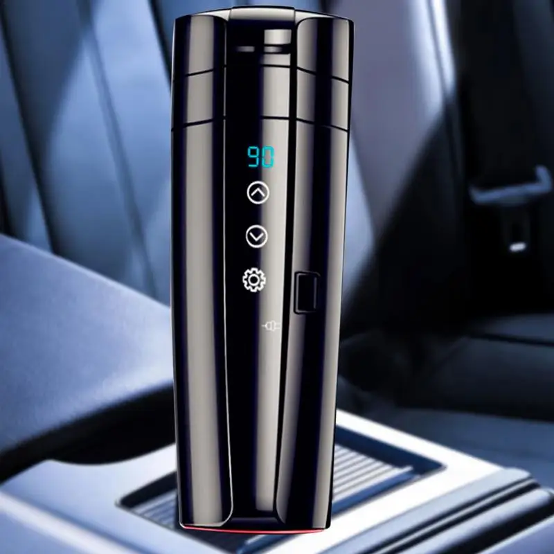 

Car Heating Cup 400ml LED Display Electric Water Kettle Portable Water Warmer Bottle Car Heated Smart Mug For Coffee Milk 12/24V