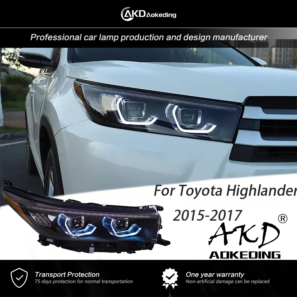 

AKD Front Lamp for Toyota Highlander LED Headlight 2018-2020 Kluger Angel Eye DRL Animation Blue Assembly Upgrade Auto Accessory