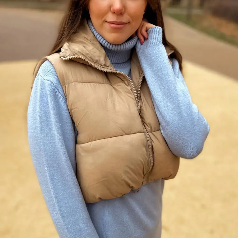 Abrigos de plumón elegantes para mujer, ropa de abrigo cálida con cuello levantado, informal, sin mangas, con cinturón, a la moda, para otoño e invierno, novedad de 2024