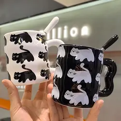 Black Cat Cup High Appearance Couple Ceramic Mug 2023 New Office Drinking Cup Breakfast Milk Coffee Cup Female