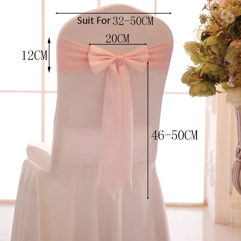 25pcs Satin Spandex Chair Cover Band Ribbons Chair Tie Backs for Party Banquet Decor Wedding Decoration Knot Chair Bow Sashes