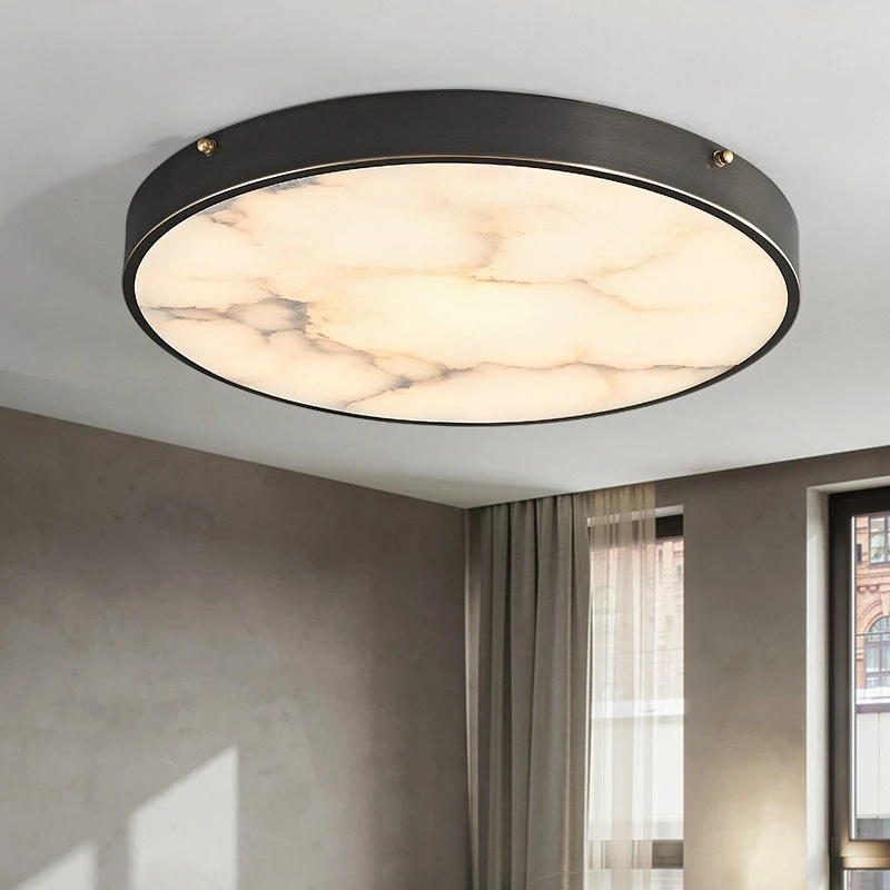 Modern Design All Copper Marble LED Three Color Variable Light Ceiling Light Living Room Villa Bedroom Aisle Luxury Indoor Light