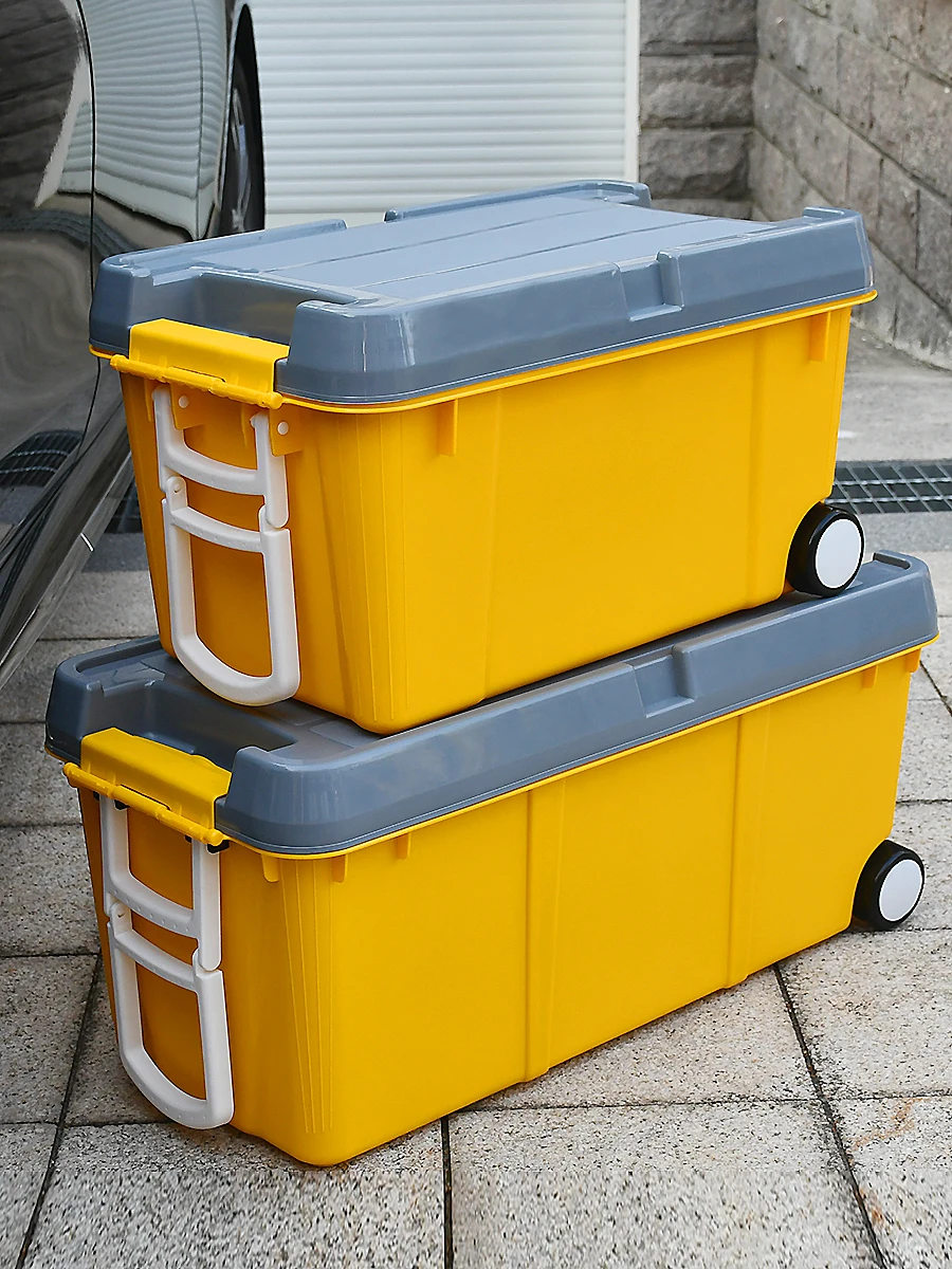 

Large Car Trunk Organizer Box Outdoor Cam Storage Box Wheel Pull Rod Vehicle Mounted Waterproof Anti-prure Plastic Box