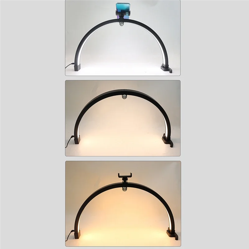 Reliable 22Inch Beauty Lamp 20W Touch Control Half Moon Foldable Manicure Beauty Light With Phone Clip Black US Plug