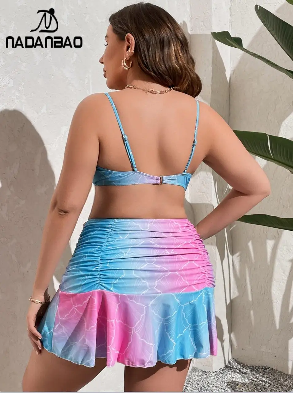 Nadanbao-Bikini con falda de sirena para mujer, traje de baño femenino con Espalda descubierta, croma, a la moda, para fiesta en la playa