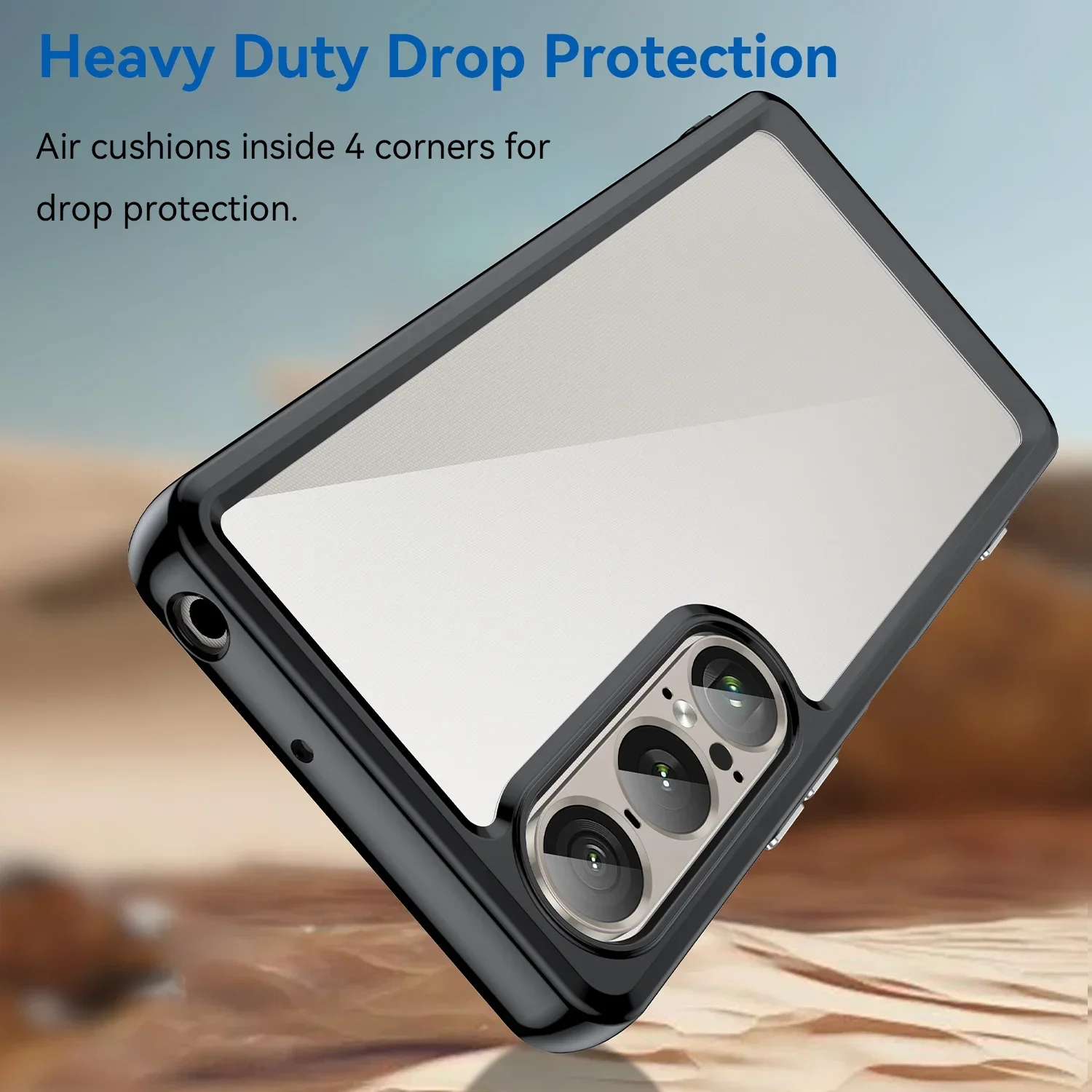 소니 엑스페리아 1 VII 1V 10V 10VI 5V용 고급 심플 단색 투명 폰 케이스, 러기드 충격 방지 보호 커버