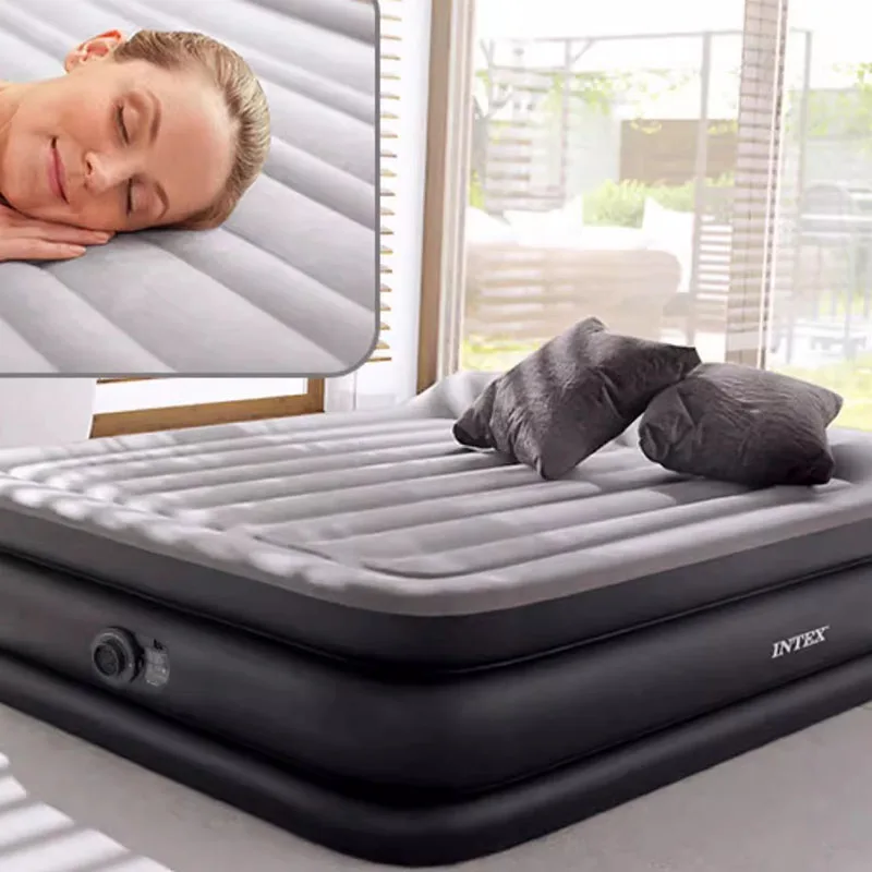 Extra Thick Inflatable Air Mattress Single Double Size Automatic Pump Portable Foldable Guest Bed for Home Camping Travel