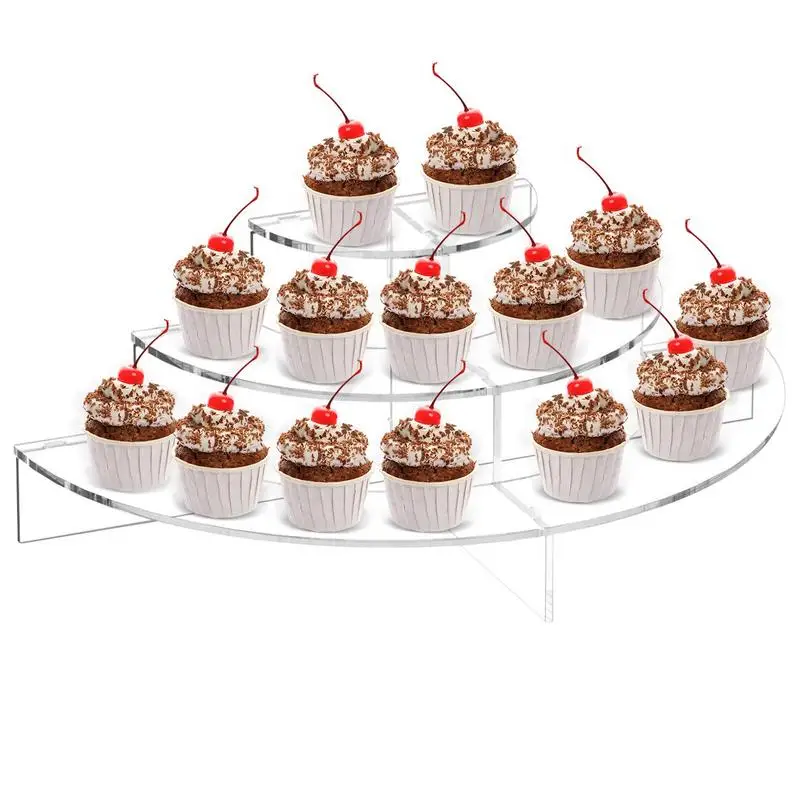 3 Tiers Cup Cake Display Stand Half Moon Countertop Dessert Holder Multi Functional Cupcakes Fruit Plate For Wedding Party Home