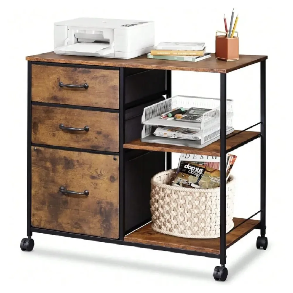 

Офисные шкафы для хранения и стеллажи, мобильный картотечный шкаф с выдвижными ящиками, передвижная подставка для принтера с открытой полкой, тканевый боковой стеллаж