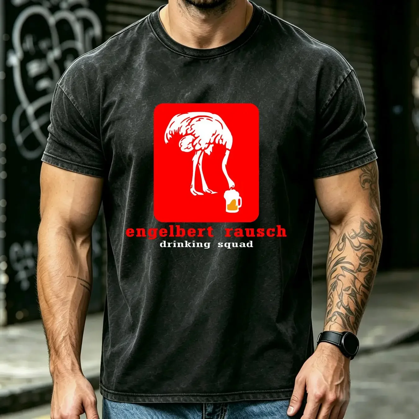 washed T Shirt Engelbert Rausch Strauss Parody Birthday Present Father's Day Construction Worker Village Children Festival