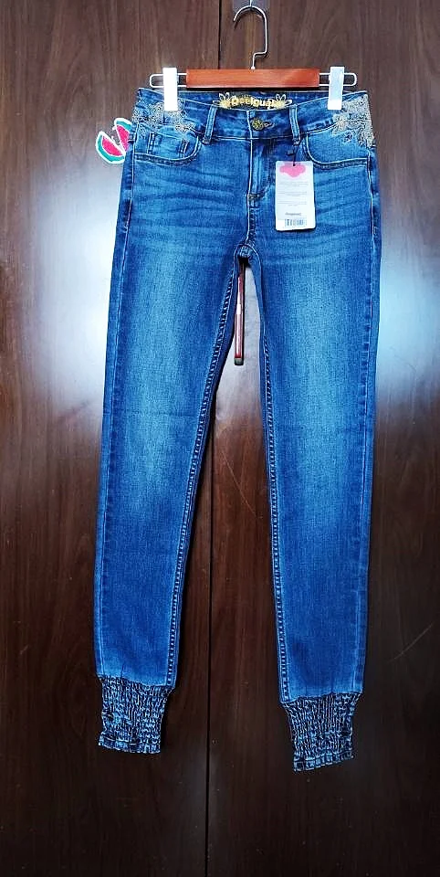 Foreign trade original single Spanish new heavy stitching bead embroidery women jeans