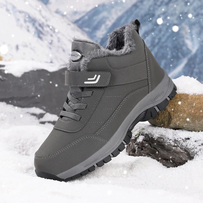 Modern Street Slip on Winter Snow Boots Smooth Edge Anti-Abrasion, Anti-Slip Waterproof Sole Light Plush Against Cold Wind