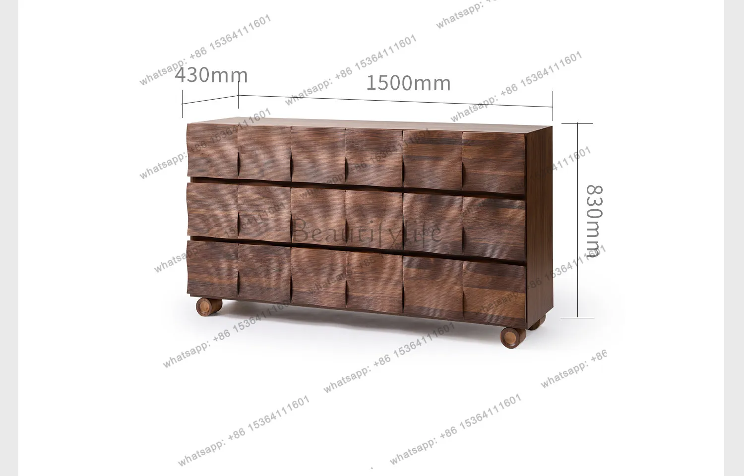 Italian minimalist solid wood dining side cabinet modern simple living room high-end locker