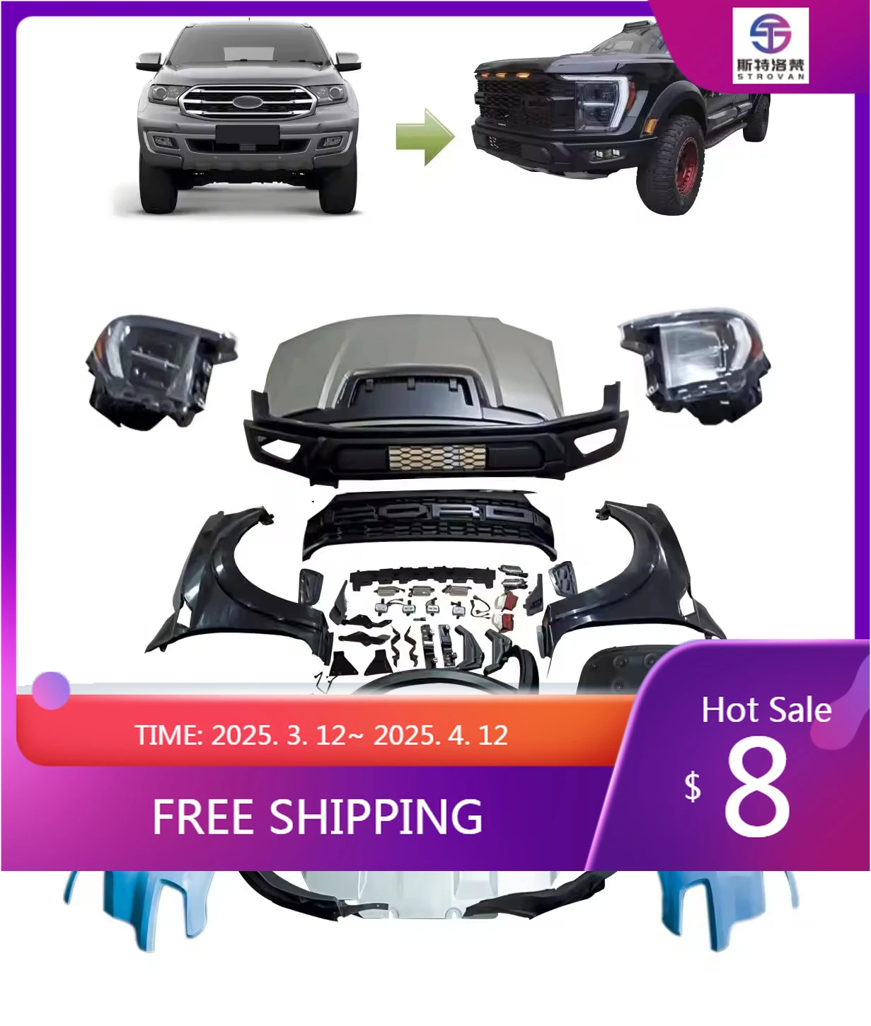 

High-quality goodsFactory Price Full Set Body Kits for Ford Everest Upgrade to F150 Raptor Bumpers 4x4 Pickup Car Accessories