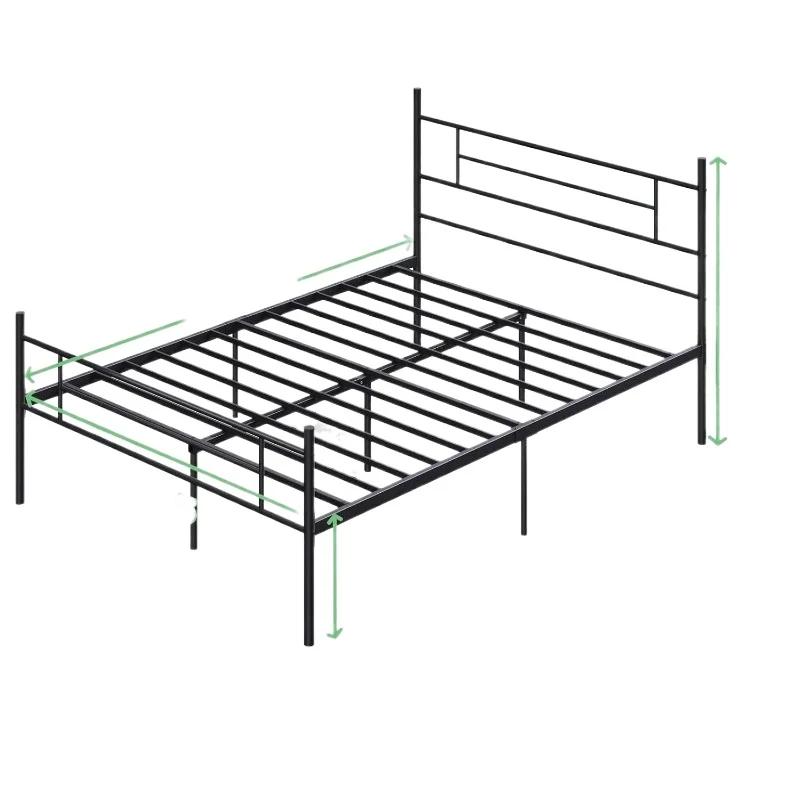 Full Size Bed Frame with Headboard and Footboard,14 Inch Metal Platform Bed Frame, Under Bed Storage, Strong Metal Slats Support