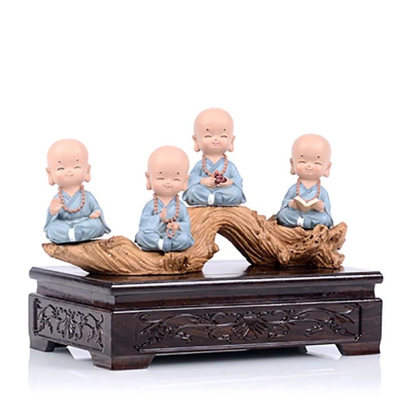 Rectangular Wooden Base Solid Wood Carving Buddha Bonsai Strange Stone Square Aquarium Ornaments