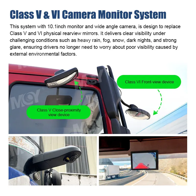 Myt MCY 10.1inch Front Side Blind Spot Indirect Vision Emark R46 Class V VI Mirror CMS Camera Monitor System For Bus Truck