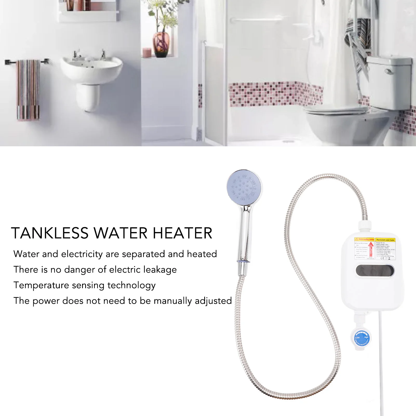 

3500W Tankless Water Heater Faucet Shower Instant Water-Heater Electric Tap Heating Instant Hot Water for Kitchen and Bathroom